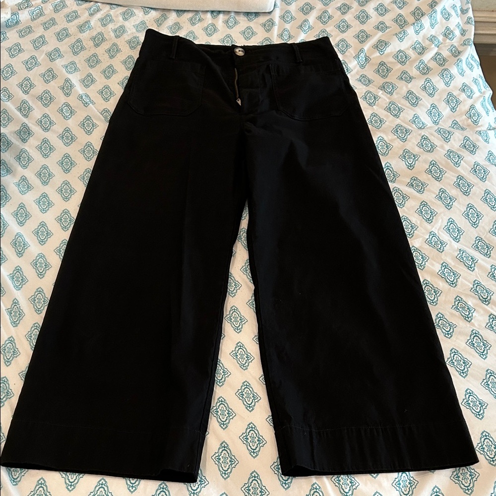 Maeve Colette Black Cropped Wide-Leg Pants